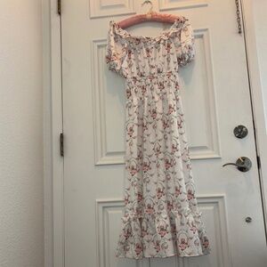 New Handmade Cottage Core Off-Shoulder Floral Ruffle Peasant Dress